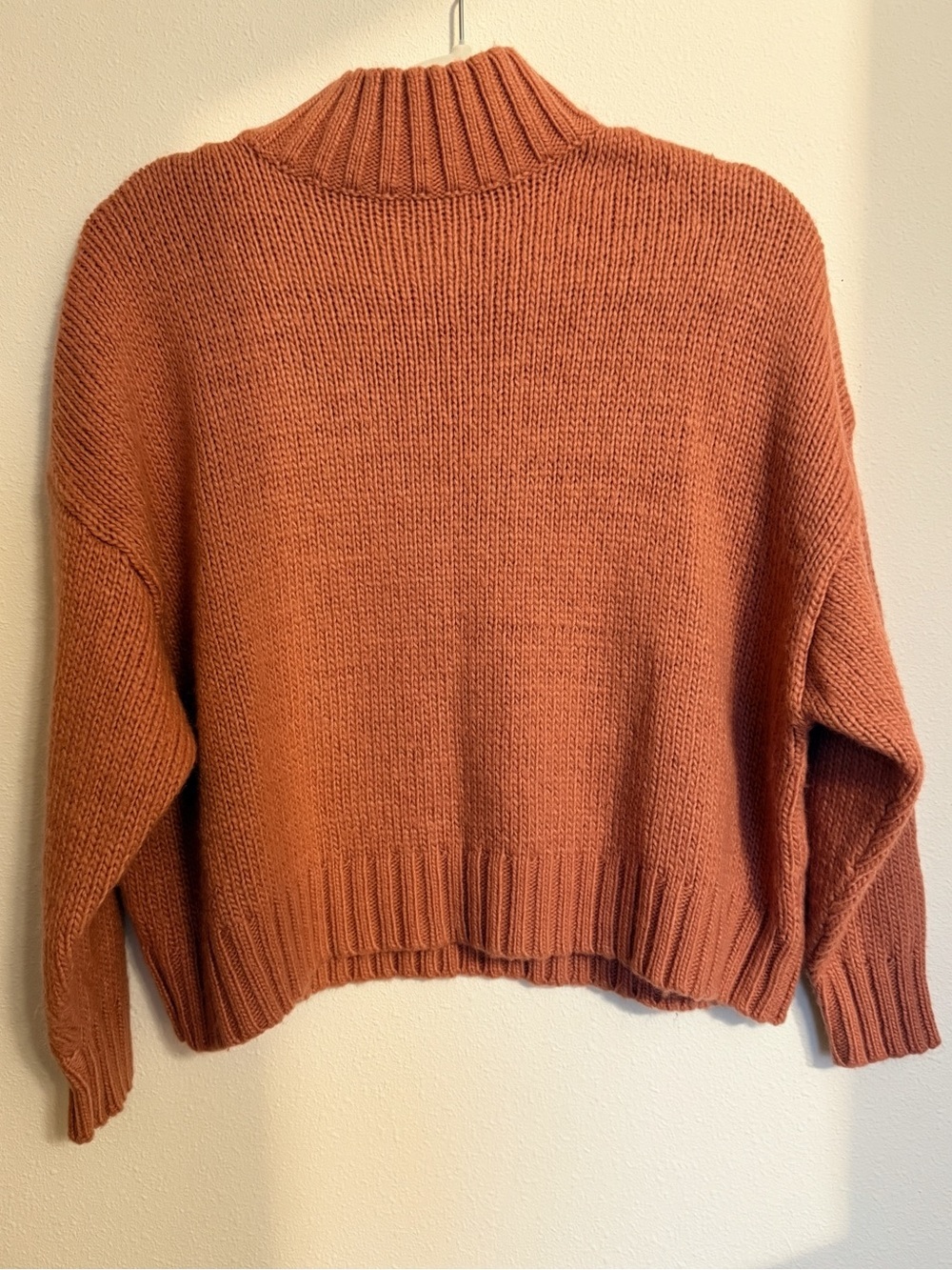 Basin + Range Terracotta Wool Blend Mock Neck Cropped Sweater